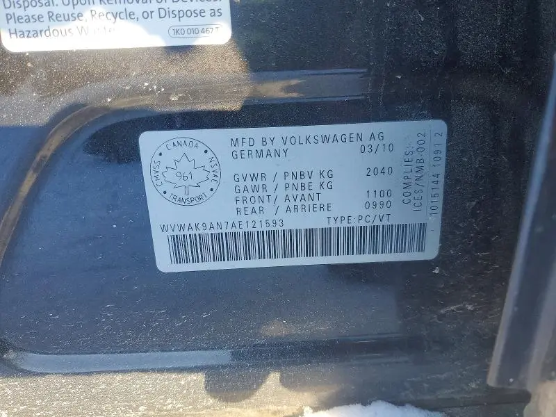 2010 VOLKSWAGEN PASSAT 2.0T  