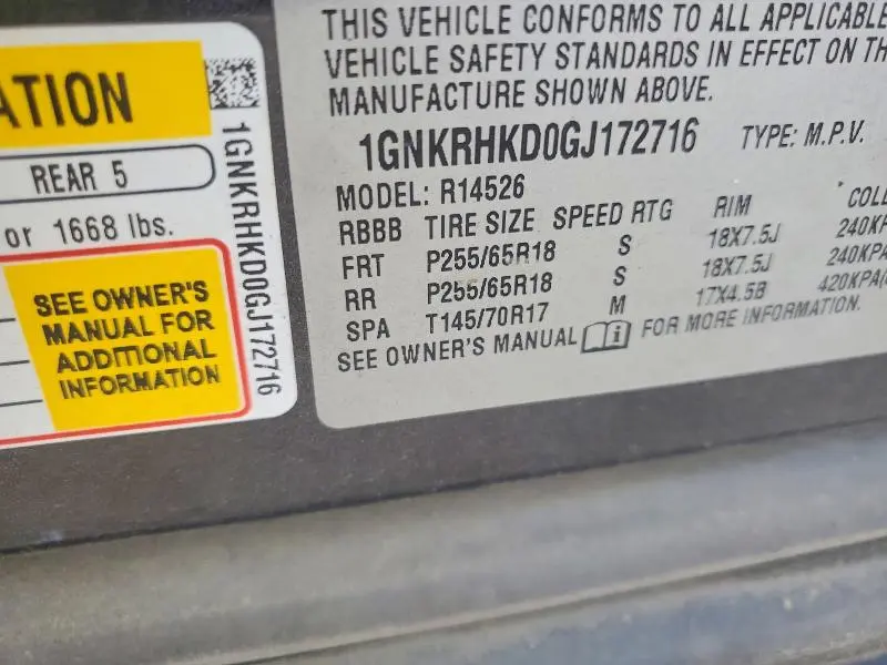 2016 CHEVROLET TRAVERSE LT  