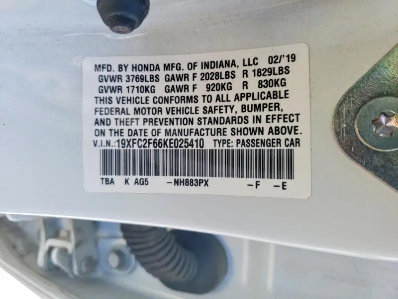 2019 HONDA CIVIC   
