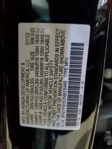 2022 HONDA PILOT EXL  