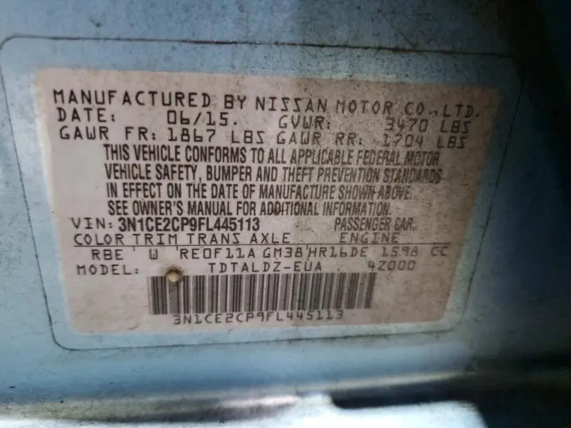 2015 NISSAN VERSA NOTE SV  