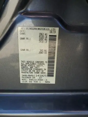 2020 NISSAN ALTIMA S  