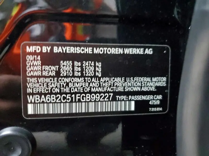 2015 BMW 650 I GRAN COUPE  