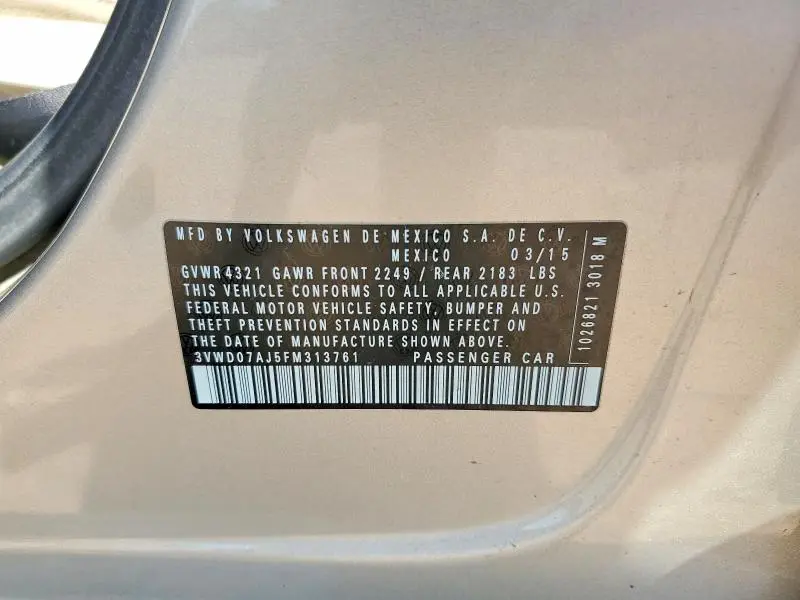2015 VOLKSWAGEN JETTA SE  