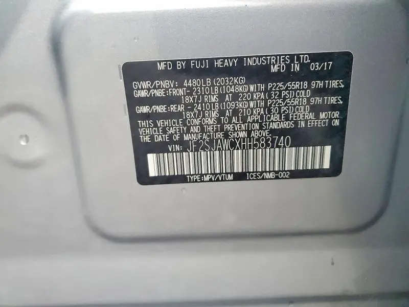2017 SUBARU FORESTER 2.5I TOURING  
