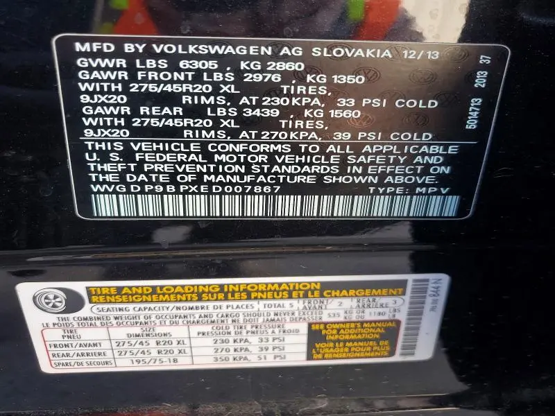 2014 VOLKSWAGEN TOUAREG TDI  