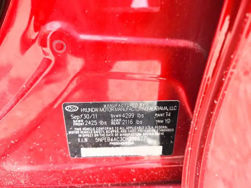 2012 HYUNDAI SONATA GLS  