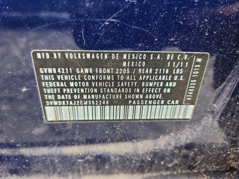 2012 VOLKSWAGEN JETTA SE  