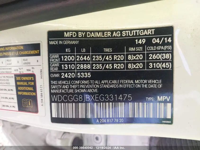 2014 MERCEDES-BENZ GLK 350 4MATIC