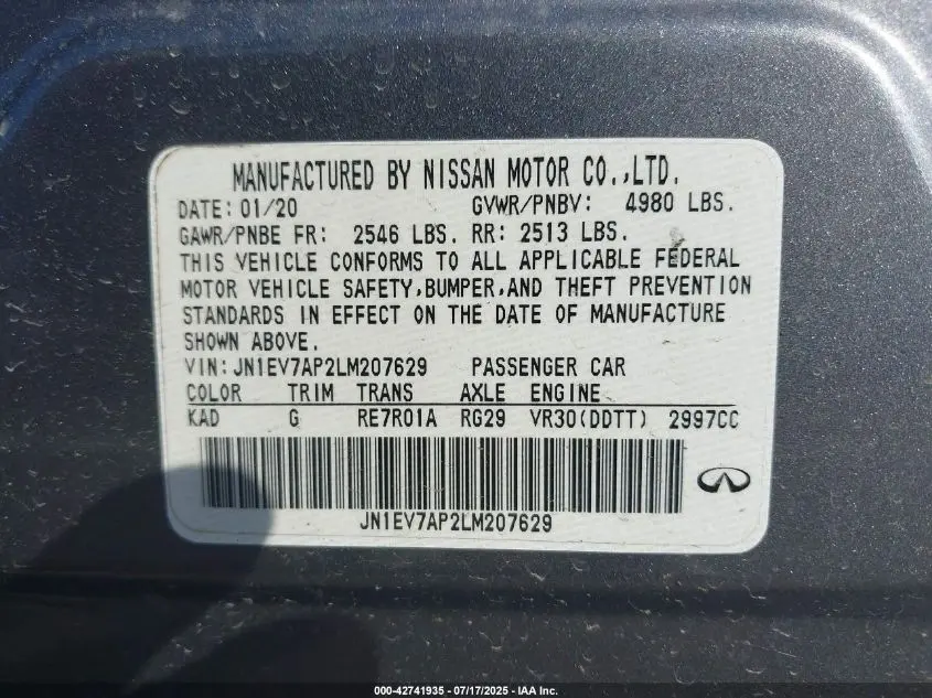 2020 INFINITI Q50 LUXE