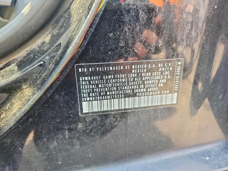 2019 VOLKSWAGEN JETTA S  