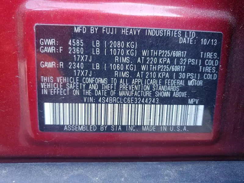 2014 SUBARU OUTBACK 2.5I LIMITED  