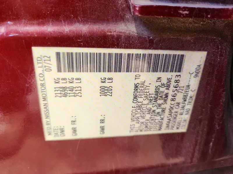 2012 NISSAN MAXIMA 3.5 S  