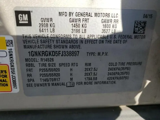 2015 CHEVROLET TRAVERSE LT  