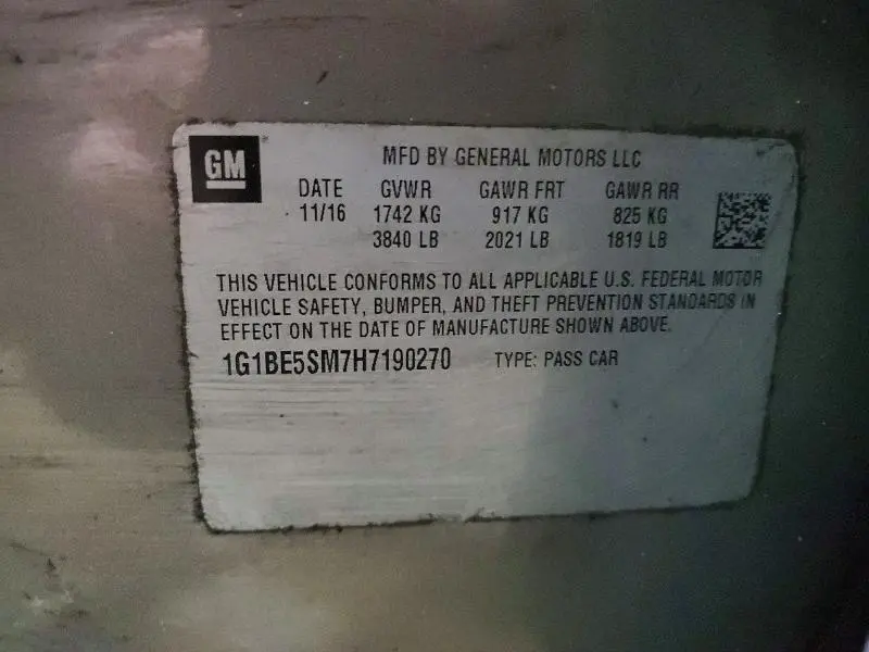 2017 CHEVROLET CRUZE LT  