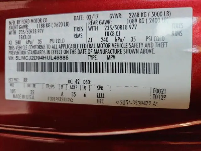 2017 LINCOLN MKC SELECT