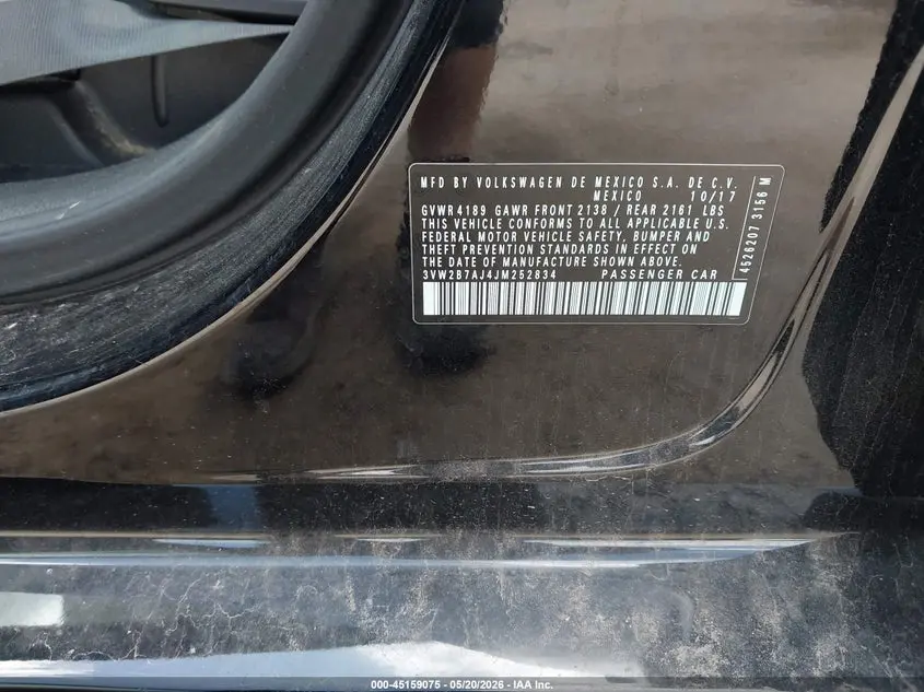 2018 VOLKSWAGEN JETTA 1.4T S