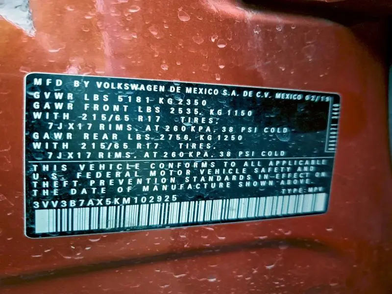 2019 VOLKSWAGEN TIGUAN SE  