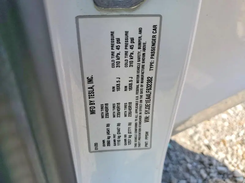 2020 TESLA MODEL 3   