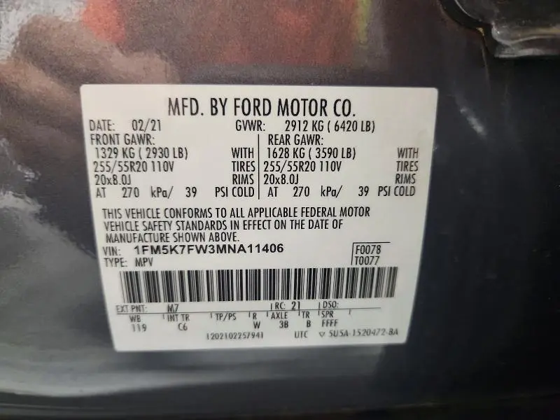 2021 FORD EXPLORER LIMITED  