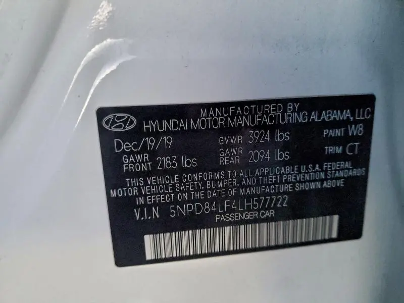 2020 HYUNDAI ELANTRA SEL  