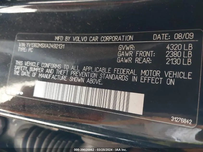2010 VOLVO S40 2.4I