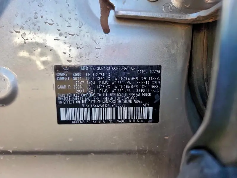 2020 SUBARU ASCENT LIMITED  