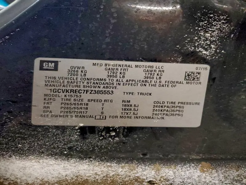 2015 CHEVROLET SILVERADO K1500 LT  