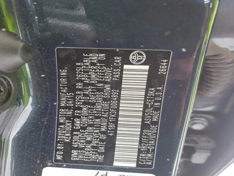 2015 TOYOTA CAMRY LE  