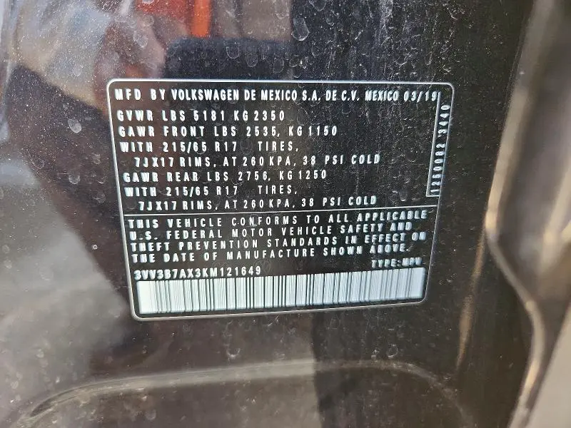2019 VOLKSWAGEN TIGUAN SE  