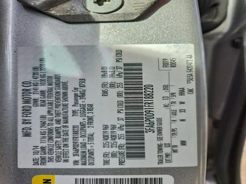 2015 FORD FUSION TITANIUM  