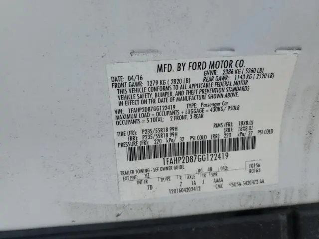 2016 FORD TAURUS SE  