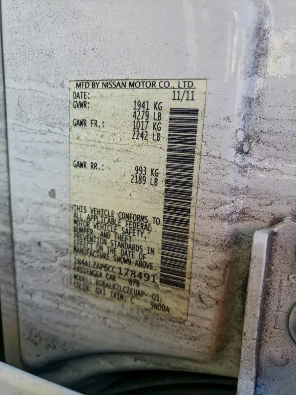 2012 NISSAN ALTIMA BASE  