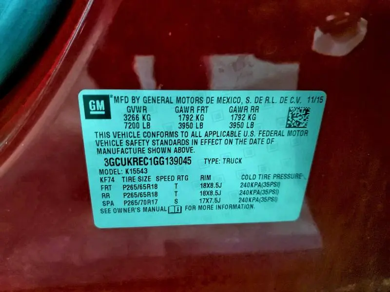 2016 CHEVROLET SILVERADO K1500 LT  