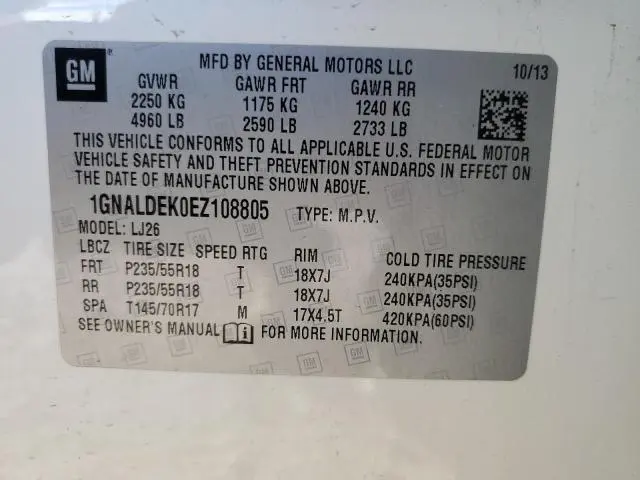 2014 CHEVROLET EQUINOX LTZ  