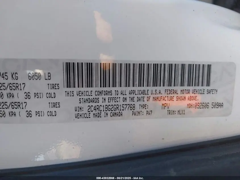 2016 CHRYSLER TOWN & COUNTRY TOURING