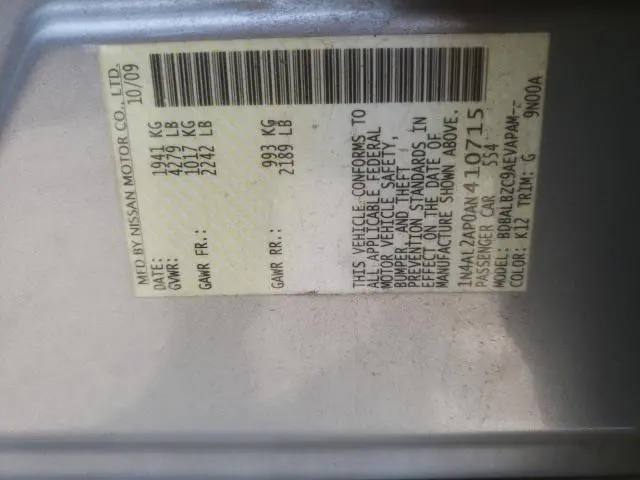 2010 NISSAN ALTIMA BASE  
