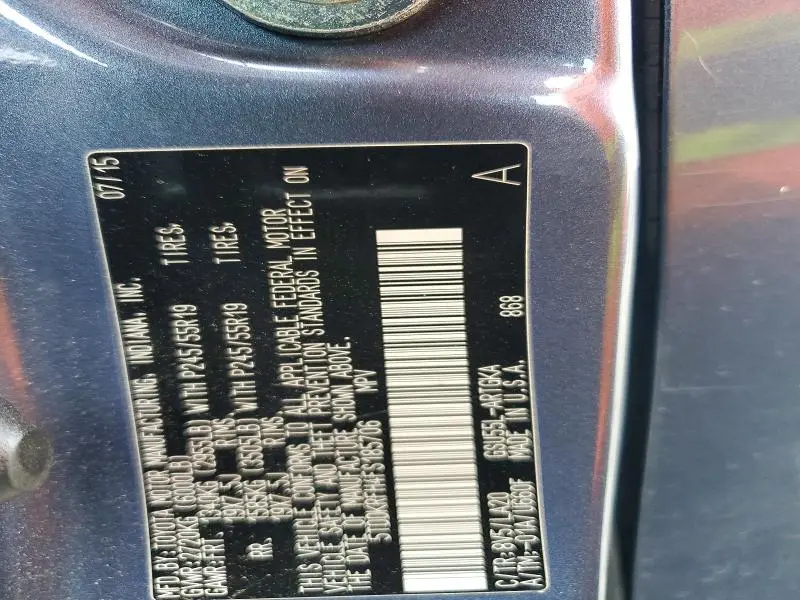 2015 TOYOTA HIGHLANDER LIMITED  