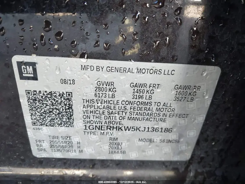 2019 CHEVROLET TRAVERSE 3LT