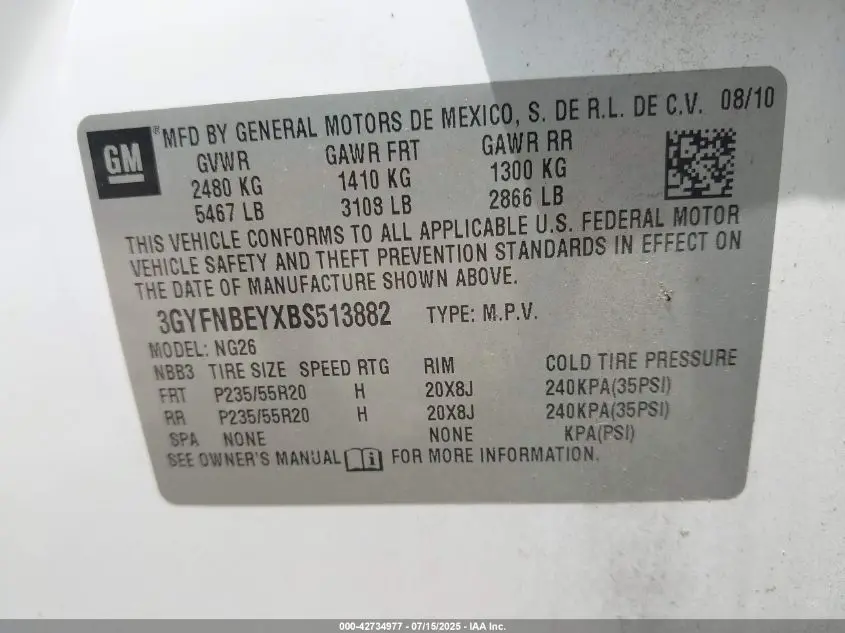 2011 CADILLAC SRX PERFORMANCE COLLECTION