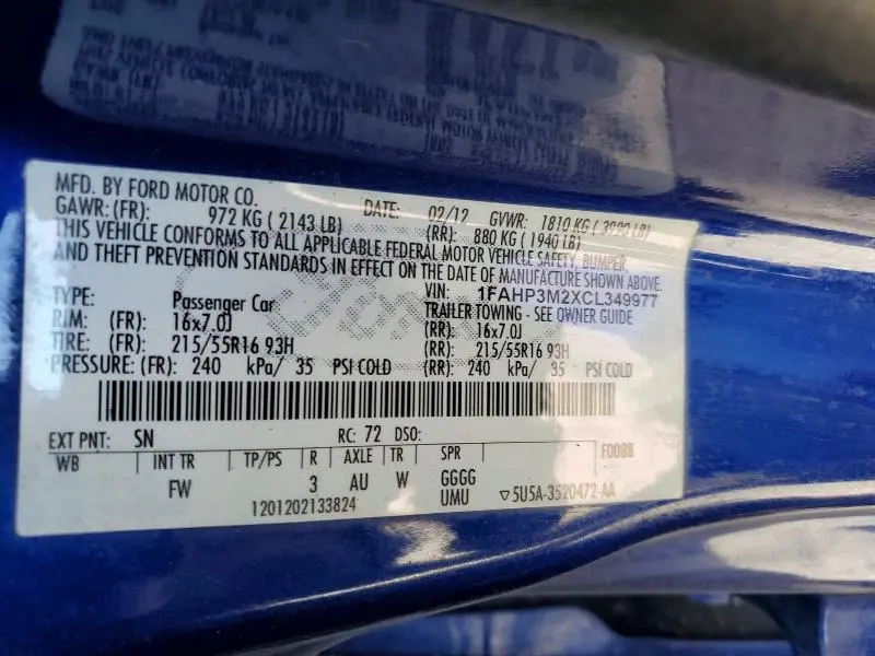 2012 FORD FOCUS SEL  