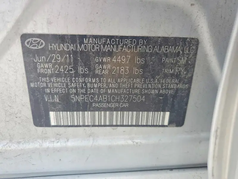 2012 HYUNDAI SONATA LIMITED 2.0T  
