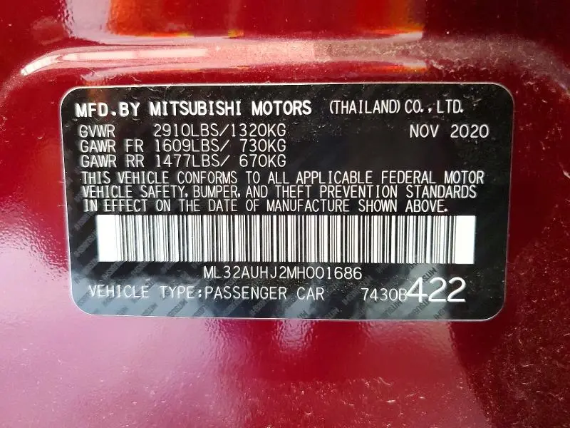 2021 MITSUBISHI MIRAGE ES  