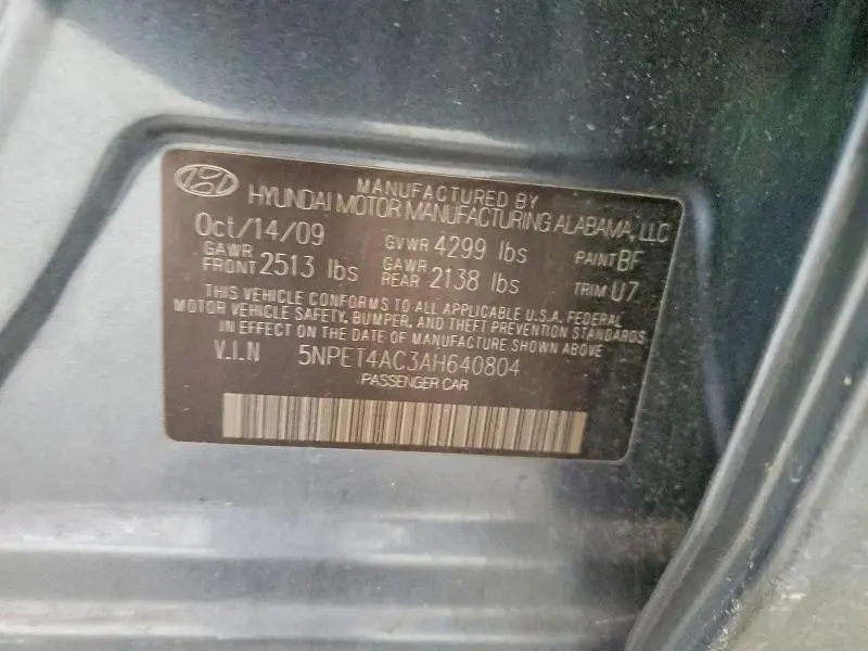 2010 HYUNDAI SONATA GLS  