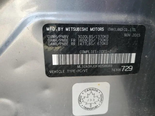 2015 MITSUBISHI MIRAGE DE