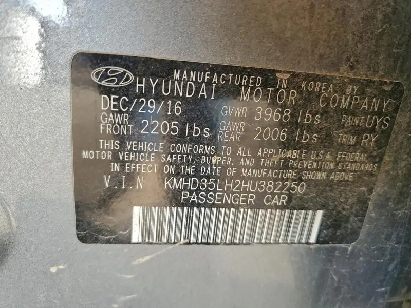 2017 HYUNDAI ELANTRA GT   