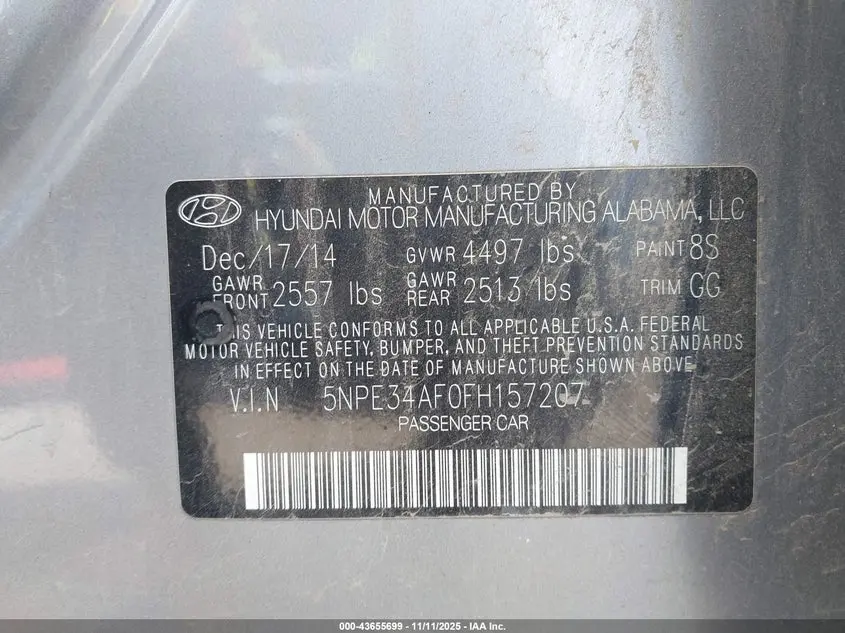 2015 HYUNDAI SONATA LIMITED