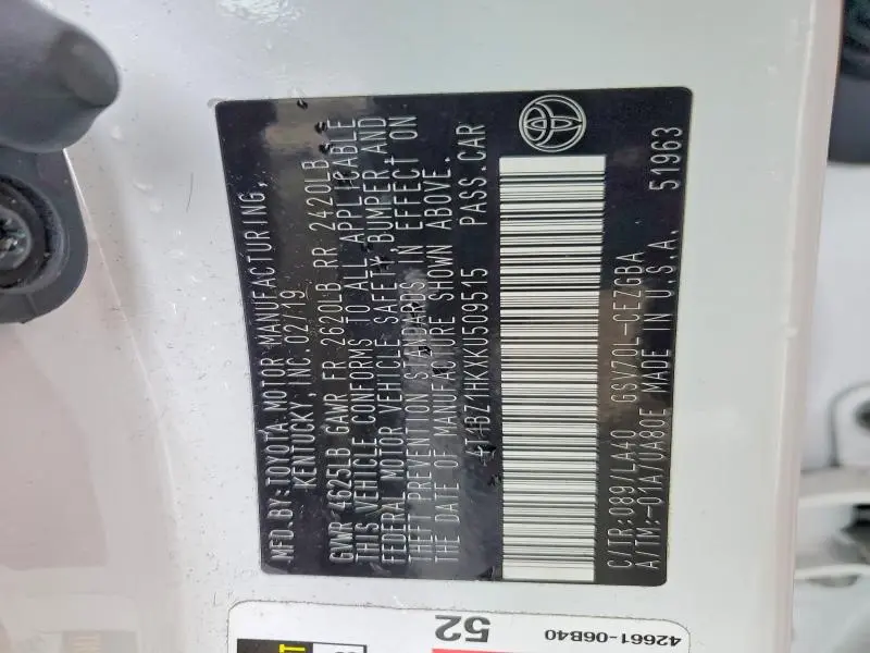 2019 TOYOTA CAMRY XSE  