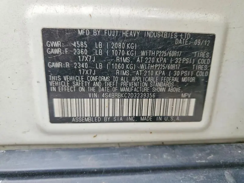 2013 SUBARU OUTBACK 2.5I LIMITED  
