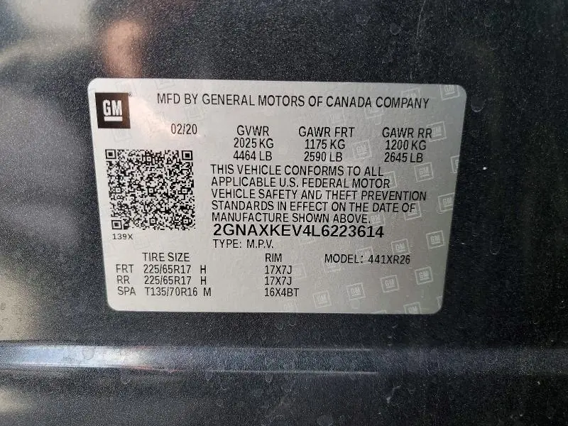 2020 CHEVROLET EQUINOX LT  
